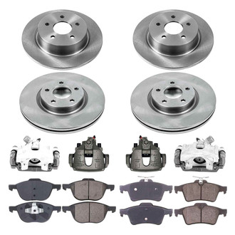 Callahan Brake Parts® - Plain Front and Rear Brake Kit with Calipers