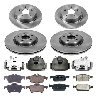 Callahan Brake Parts® - Plain Front and Rear Brake Kit with Calipers