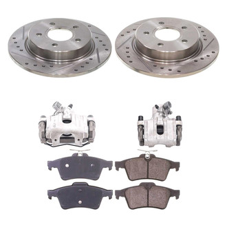 Callahan Brake Parts® - Drilled and Slotted Rear Brake Kit with Calipers