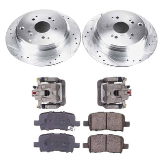 Callahan Brake Parts® - Drilled and Slotted Rear Brake Kit with Calipers