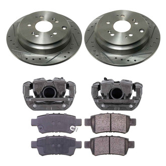Callahan Brake Parts® - Drilled and Slotted Rear Brake Kit with Calipers