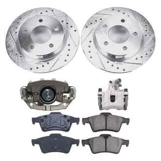 Callahan Brake Parts® K035666 - Drilled and Slotted Rear Brake Kit with Calipers