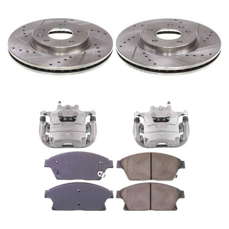 Callahan Brake Parts® - Drilled and Slotted Front Brake Kit with Calipers