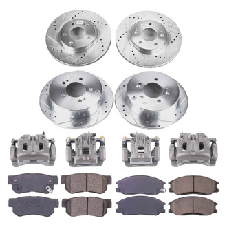 Callahan Brake Parts® - Drilled and Slotted Front and Rear Brake Kit with Calipers