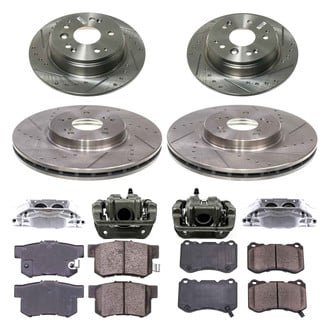 Callahan Brake Parts® - Drilled and Slotted Front and Rear Brake Kit with Calipers