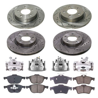Callahan Brake Parts® - Drilled & Slotted Brake Kit with Calipers
