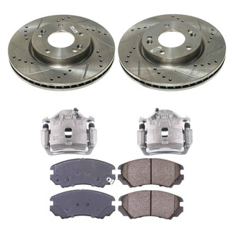 Callahan Brake Parts® - Drilled and Slotted Front Brake Kit with Calipers