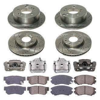 Callahan Brake Parts® - Drilled and Slotted Front and Rear Brake Kit with Calipers