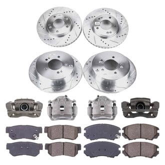 Callahan Brake Parts® - Drilled and Slotted Front and Rear Brake Kit with Calipers