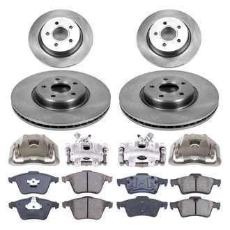 Callahan Brake Parts® - Plain Front and Rear Brake Kit with Calipers