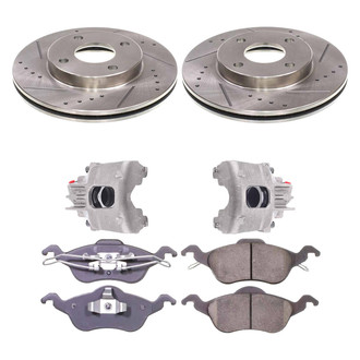 Callahan Brake Parts® - Drilled and Slotted Front Brake Kit with Calipers