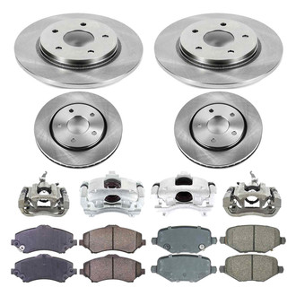 Callahan Brake Parts® - Plain Front and Rear Brake Kit with Calipers