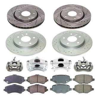 Callahan Brake Parts® - Drilled and Slotted Front and Rear Brake Kit with Calipers