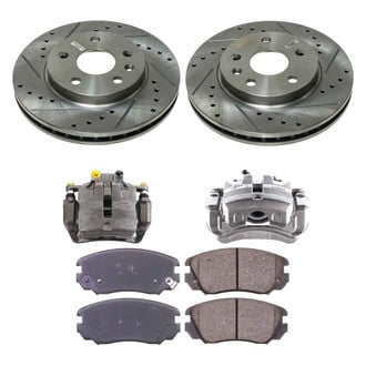 Callahan Brake Parts® - Drilled and Slotted Front Brake Kit with Calipers