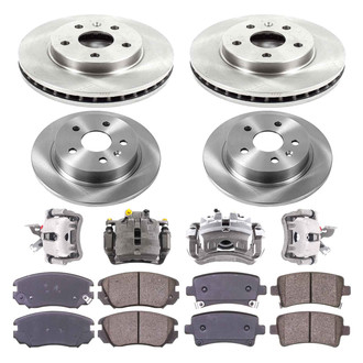 Callahan Brake Parts® - Plain Front and Rear Brake Kit with Calipers