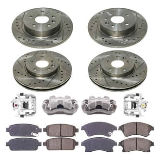 Callahan Brake Parts® - Drilled and Slotted Front and Rear Brake Kit with Calipers