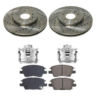 Callahan Brake Parts® - Drilled and Slotted Front Brake Kit with Calipers