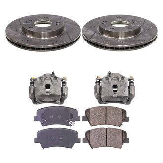 Callahan Brake Parts® - Drilled and Slotted Front Brake Kit with Calipers