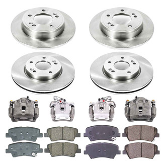 Callahan Brake Parts® - Plain Front and Rear Brake Kit with Calipers