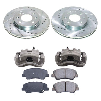 Callahan Brake Parts® - Drilled and Slotted Front Brake Kit with Calipers