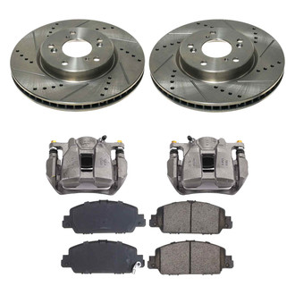 Callahan Brake Parts® - Drilled and Slotted Front Brake Kit with Calipers