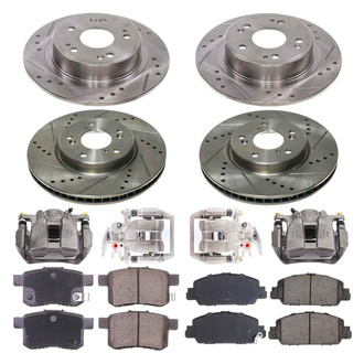 Callahan Brake Parts® - Drilled and Slotted Front and Rear Brake Kit with Calipers