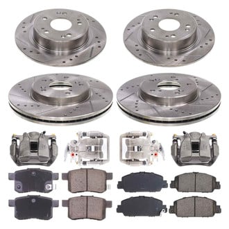 Callahan Brake Parts® - Drilled and Slotted Front and Rear Brake Kit with Calipers