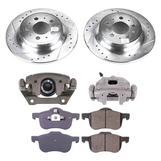 Callahan Brake Parts® - Drilled and Slotted Rear Brake Kit with Calipers
