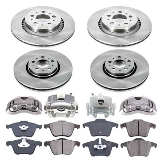 Callahan Brake Parts® - Plain Front and Rear Brake Kit with Calipers