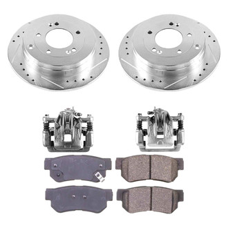 Callahan Brake Parts® - Drilled and Slotted Rear Brake Kit with Calipers