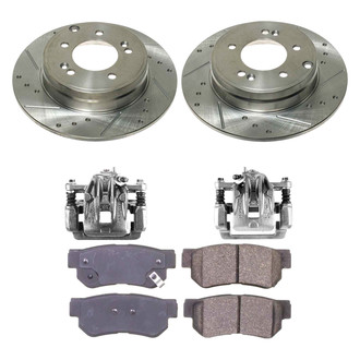 Callahan Brake Parts® - Drilled and Slotted Rear Brake Kit with Calipers