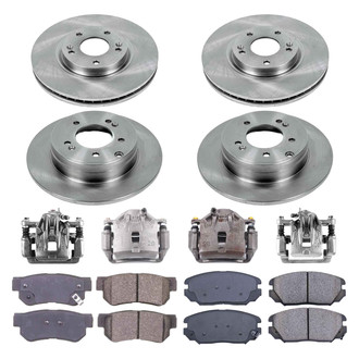 Callahan Brake Parts® - Plain Front and Rear Brake Kit with Calipers