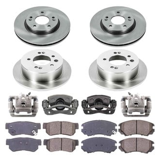 Callahan Brake Parts® - Plain Front and Rear Brake Kit with Calipers