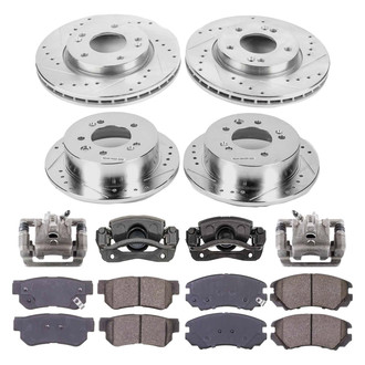 Callahan Brake Parts® - Drilled and Slotted Front and Rear Brake Kit with Calipers