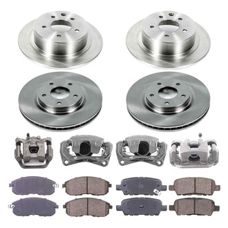 Callahan Brake Parts® - Plain Front and Rear Brake Kit with Calipers