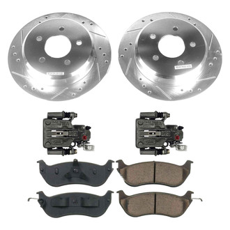 Callahan Brake Parts® - Drilled and Slotted Rear Brake Kit with Calipers