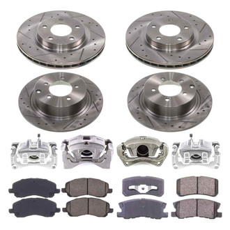Callahan Brake Parts® - Drilled and Slotted Front and Rear Brake Kit with Calipers