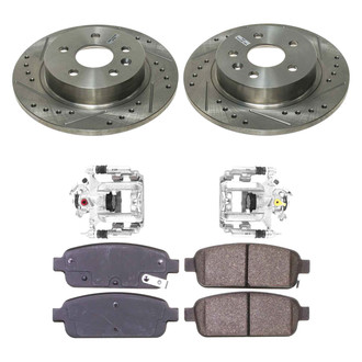 Callahan Brake Parts® - Drilled and Slotted Rear Brake Kit with Calipers