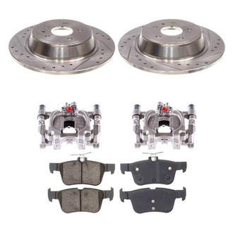 Callahan Brake Parts® - Drilled and Slotted Rear Brake Kit with Calipers