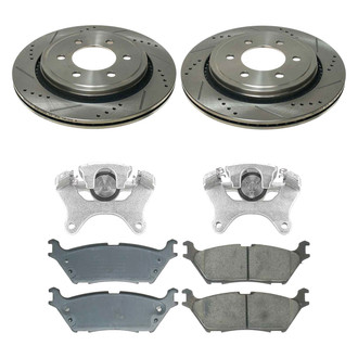 Callahan Brake Parts® - Drilled and Slotted Rear Brake Kit with Calipers