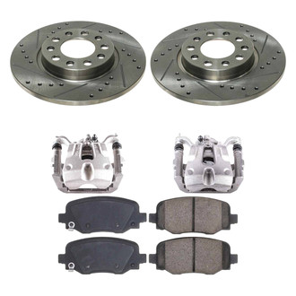 Callahan Brake Parts® - Drilled and Slotted Rear Brake Kit with Calipers