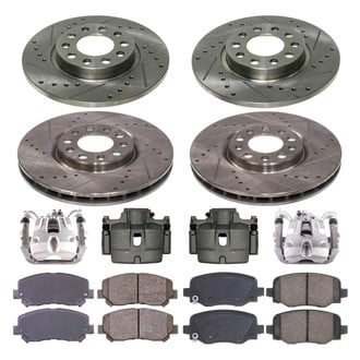 Callahan Brake Parts® - Drilled and Slotted Front and Rear Brake Kit with Calipers