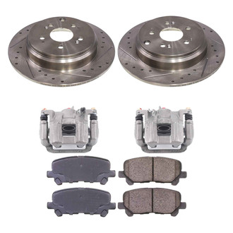 Callahan Brake Parts® - Drilled and Slotted Rear Brake Kit with Calipers