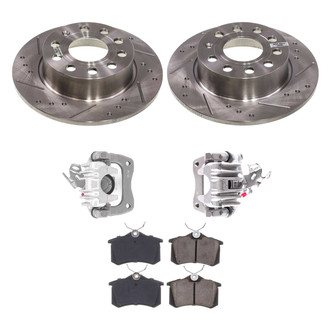 Callahan Brake Parts® - Drilled and Slotted Rear Brake Kit with Calipers