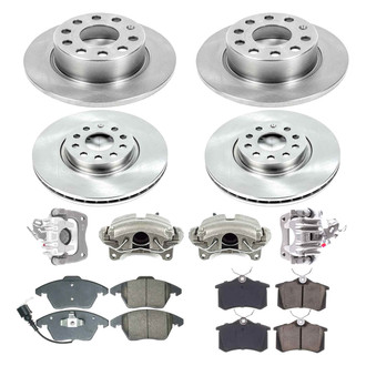 Callahan Brake Parts® - Plain Front and Rear Brake Kit with Calipers