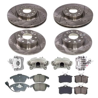 Callahan Brake Parts® - Drilled and Slotted Front and Rear Brake Kit with Calipers