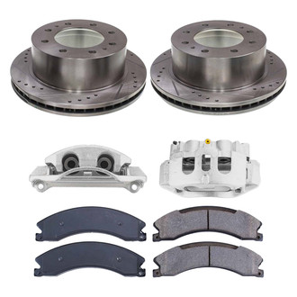 Callahan Brake Parts® - Drilled and Slotted Rear Brake Kit with Calipers