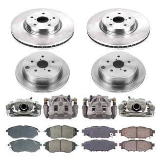 Callahan Brake Parts® - Plain Front and Rear Brake Kit with Calipers