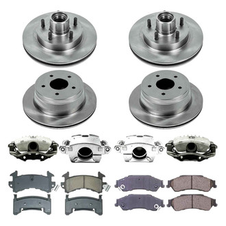Callahan Brake Parts® - Plain Front and Rear Brake Kit with Calipers