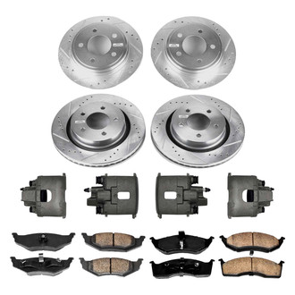 Callahan Brake Parts® - Drilled and Slotted Front and Rear Brake Kit with Calipers